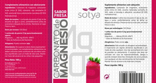 Carbonato de Magnesio Fresa (Bote con polvo de 180g.)