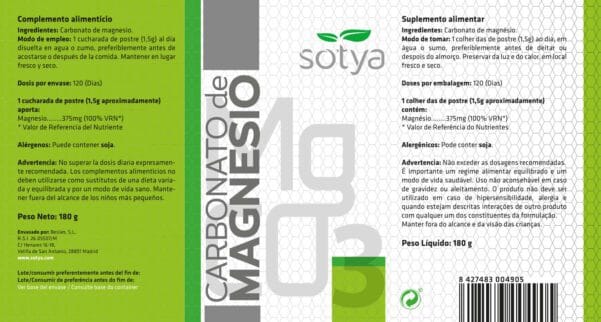 Carbonato de Magnesio Natural (Bote con polvo de 180g.)
