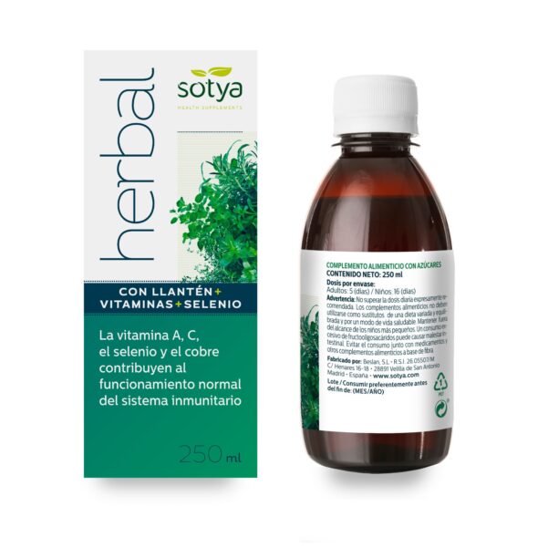 Herbal con Llantén+Vitaminas+Selenio (250ml de Líquido.) Ingredientes