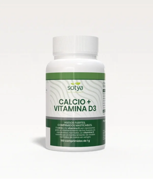 Calcio+Vitamina D (sin leche) (100 Comprimidos masticables de 1000mg)-SOTYA