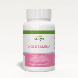 L-Glutamina 600mg SOTYA 120 Cápsulas – Suplemento para recuperación muscular y salud intestinal.