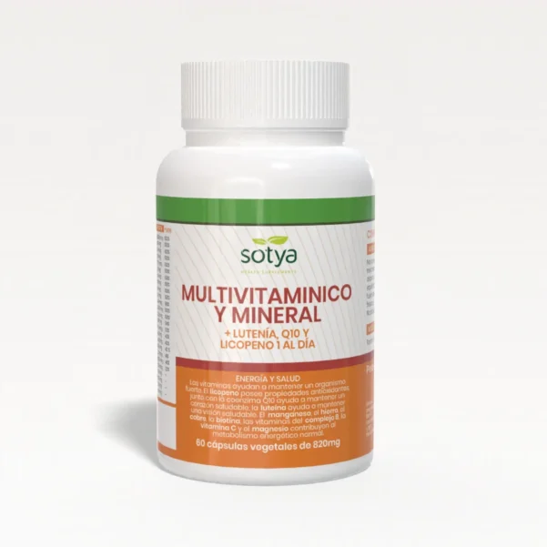 Multivitamínico y Mineral 1 al Día 820mg SOTYA 60 Cápsulas – Suplemento ideal para mejorar la ingesta de vitaminas y minerales