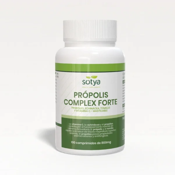 Propólis Complex Forte SOTYA (100 comprimidos masticables, 800mg), con propóleo, equinácea y vitamina C para fortalecer el sistema inmunológico