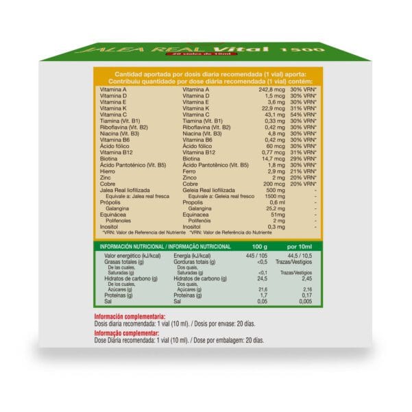 Jalea Real (20 Viales Jalea Real vital 1500 de 10ml. Contenido neto 200ml.)- GHF