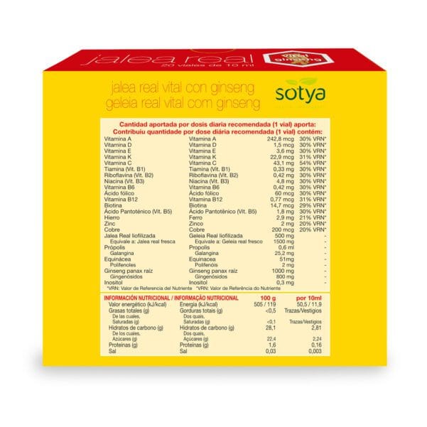 Jalea Real con Ginseng (20 Viales Jalea Real vital con ginseng de 10ml. Contenido neto 200ml.)