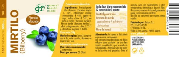 Mirtilo (100 Comprimidos de 500mg)- GHF