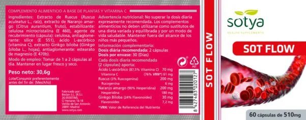 Sot Flow (60 Comprimidos de 510mg. Peso neto 30,6g.)