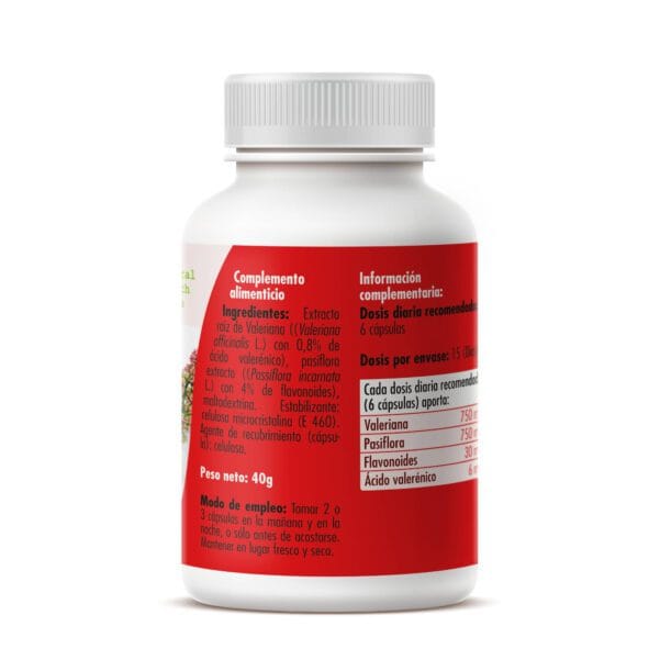Valeriana y Pasiflora (90 Cápsulas de 450mg. Peso neto 40g.)-GHF