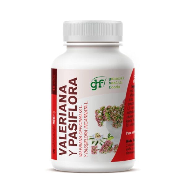 Valeriana y Pasiflora (90 Cápsulas de 450mg. Peso neto 40g.)-GHF
